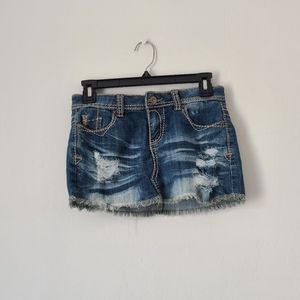 1st Kiss denim mini skirt